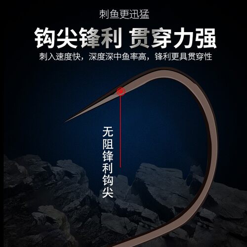 钛合金新关东蝴蝶线槽超细钩条黑坑鲤鱼鲢鳙渔沟无倒刺褐色钓鱼钩 - 图2