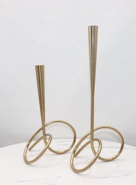 家居客厅电视柜创意摆设酒店样板间软装饰品现代简约金属环绕烛台