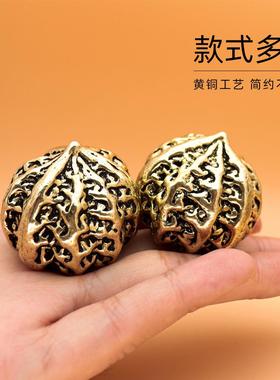 文玩核桃手把件铜器工艺品金属黄铜三棱钟馗文殊菩萨摆件地摊
