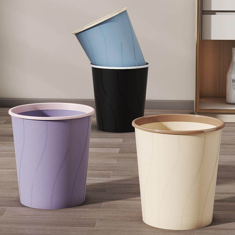 圆形垃圾桶家用大容量带压圈卧室厨房酒店厕所纸篓加厚大号垃圾筒 - 图0