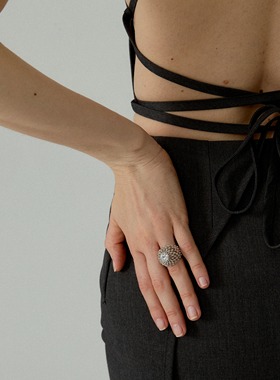 【白莲花】穹顶镂空复古高级感戒指925银原创设计时尚夸张指环女