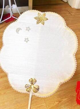 学生自制手工蚕丝扇骨架竹子扇子框架蚕丝长柄团扇框竹圈配件异形