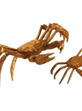黄铜小螃蟹实心铜河蟹工艺品家居办公室摆饰蟹礼品 铜螃蟹
