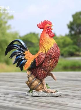 户外庭院院子装饰品别墅大号真公鸡母鸡摆件玻璃钢树脂农场动物