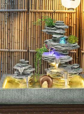 户外鱼池假山造景观客厅阳台流水喷泉瀑布装饰庭院鱼池循环水摆件