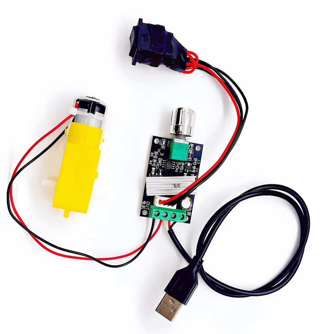 USB正反转调速器马达套装 可调节快慢 减速TT电机DIY智能机器小车 - 图3