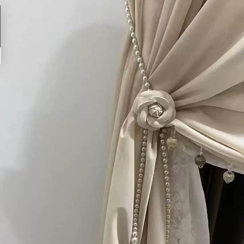 窗帘山茶花腰链配饰花朵法式珍珠腰窗帘绑带装饰洋装收腰绑带,淘宝优惠券,粉丝福利购,淘宝优惠卷