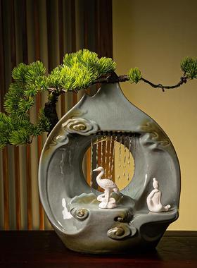 创意喷泉流水器加湿中式玄关招财桌面雾化摆件乔迁开业礼品