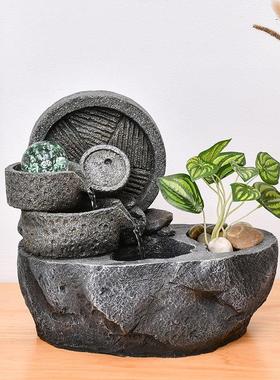 高山流水摆件循环水招财乔迁新家居客厅茶室桌面装饰礼品开业礼物