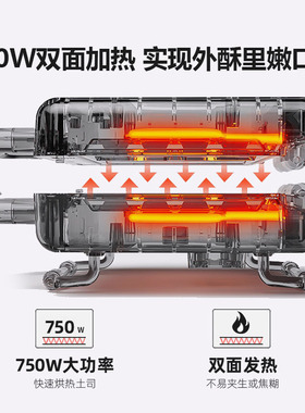 家用换盘三合一面包机美规华夫饼机条纹三明治早餐机waffle maker