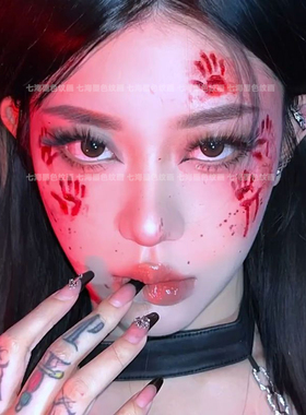 万圣节脸贴妆容小猫咪彩色纹身贴