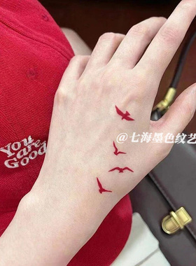小红书同款ins风彩色海鸥纹身贴