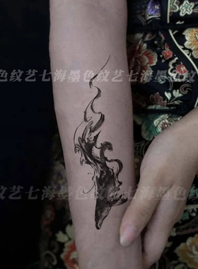 墨鲸与海纹身贴草本半永久腰部女