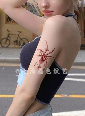 蜘蛛玫瑰锁骨手臂腰部纹身贴