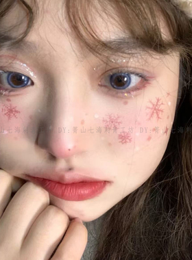 甜心少女圣诞妆容脸部彩色纹身贴