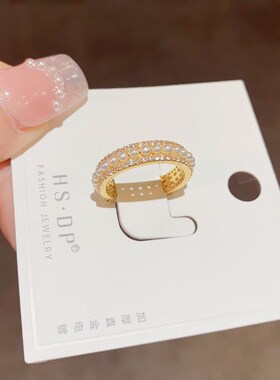 微镶珍珠戒指女开口冷淡时尚气质食指指环简约网红个性开口戒配饰