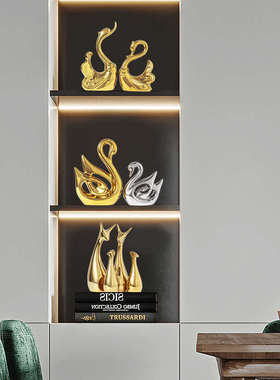 天鹅摆件欧式家居陶瓷轻奢展示柜工艺品玄关客厅电视机酒柜装饰品