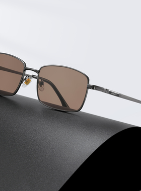 新款茶色水晶高档太阳镜户外骑行遮阳浅茶色石头镜金属灰色大框