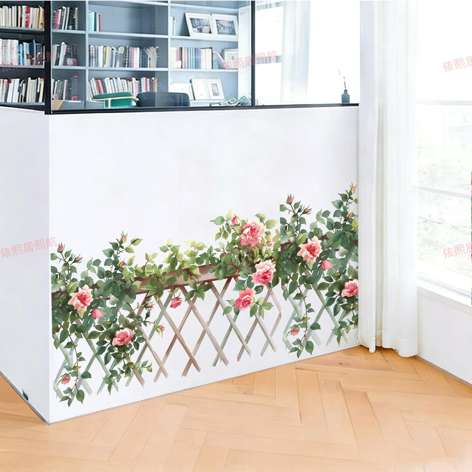 蔷薇花地脚线装饰卧室墙角墙上遮丑贴画客厅玄关墙贴纸踢脚线自粘,淘宝优惠券,粉丝福利购,淘宝优惠卷