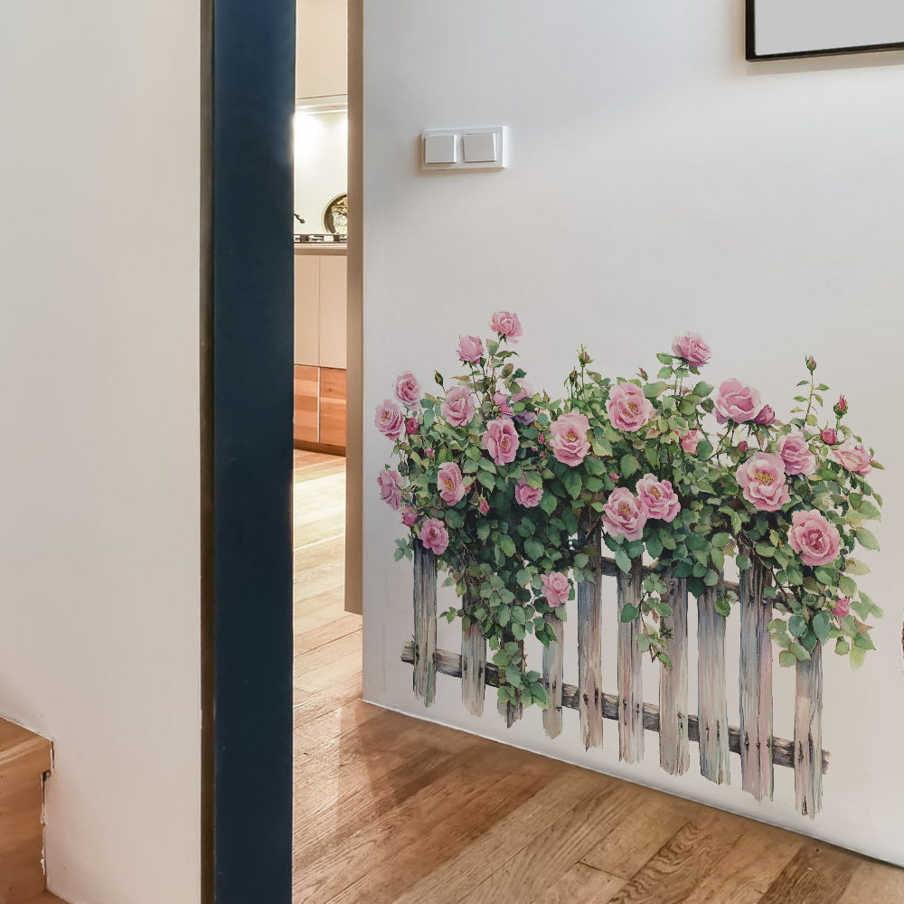 栅栏蔷薇花踢脚线墙贴纸卧室墙角装饰遮丑客厅玄关家居布置自粘画,淘宝优惠券,粉丝福利购,淘宝优惠卷