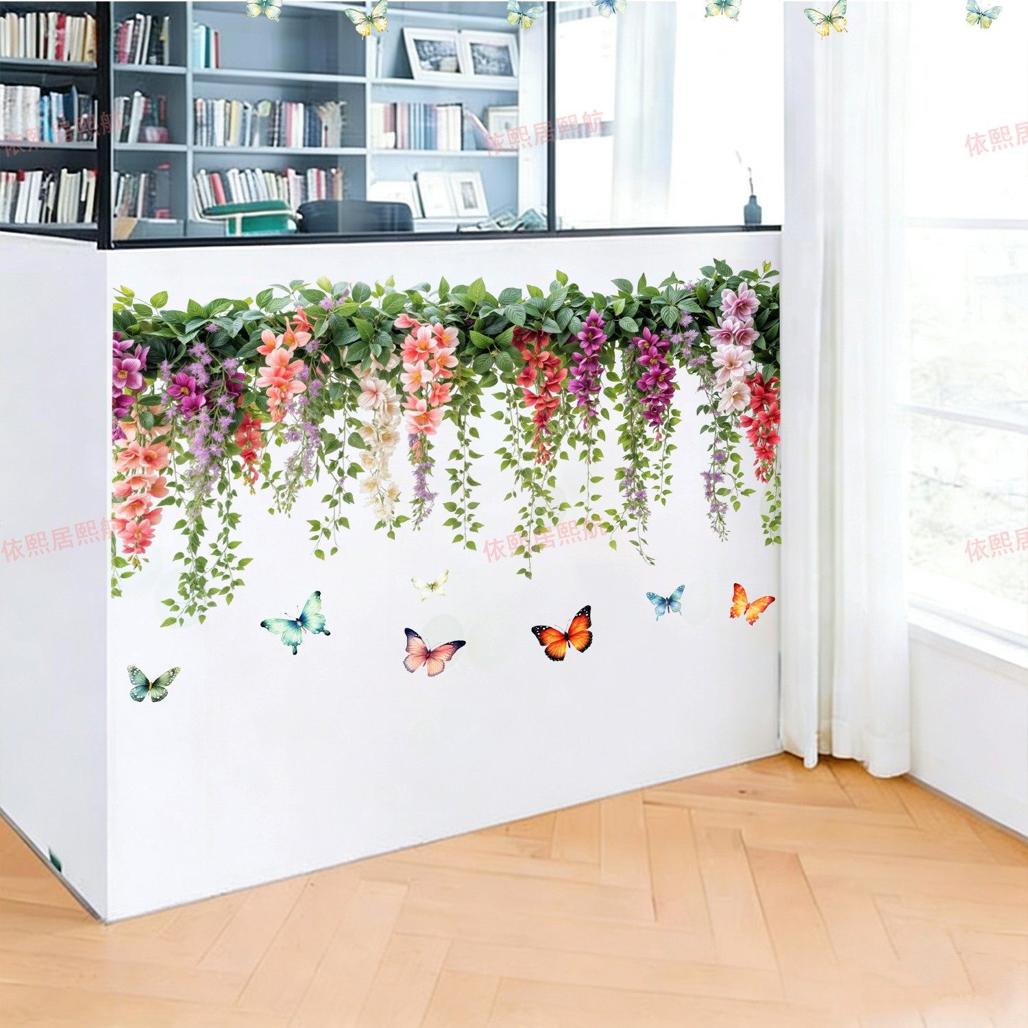 蔷薇花地脚线装饰卧室墙角墙上遮丑贴画客厅玄关墙贴纸踢脚线自粘,淘宝优惠券,粉丝福利购,淘宝优惠卷