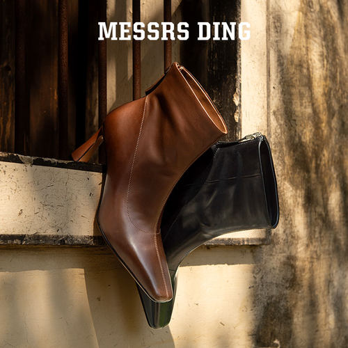 [博主同款]MD女鞋·斯人·时装靴高智感胎牛秋冬高跟靴MESSRSDING - 图0