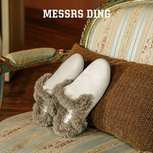 MD女鞋·包头拖鞋女2025新款法式一脚蹬加绒穆勒拖羊卷毛勃肯半拖 - 图2