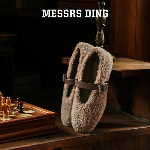 MD女鞋·冬珞·毛毛鞋女秋冬新款复古软底毛毛玛丽珍百搭平底单鞋 - 图1