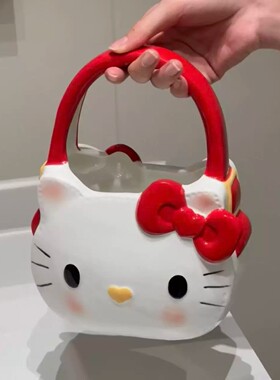HelloKitty陶瓷提篮收纳摆件