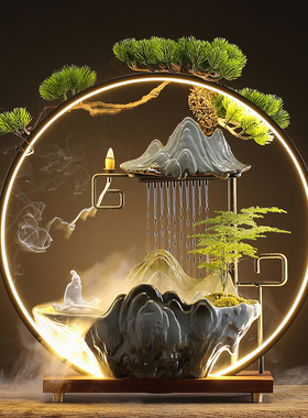 流水生财摆件办公室桌面循环鱼缸流水器客厅家居饰品招财开业礼物