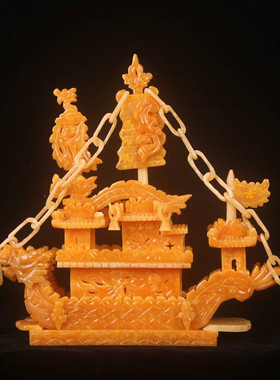 天然玉雕龙船一帆风顺玉器家居工艺品玄关酒柜创意客厅玉石摆件