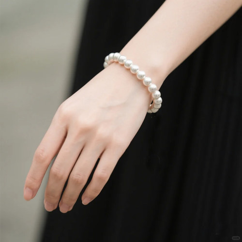 S999足银银珠珠子散珠光珠手工编织戒指手链圆珠银珠DIY饰品配件 - 图0