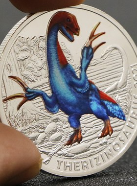 12款奥地利恐龙纪念币霸王龙沧龙翼龙金属镀银纪念章收藏礼品