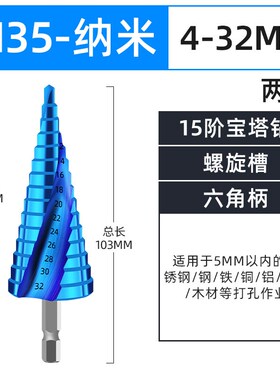 德国精工品质钻头高硬度开孔器金属扩孔转头钨钢不锈钢专用阶梯钻