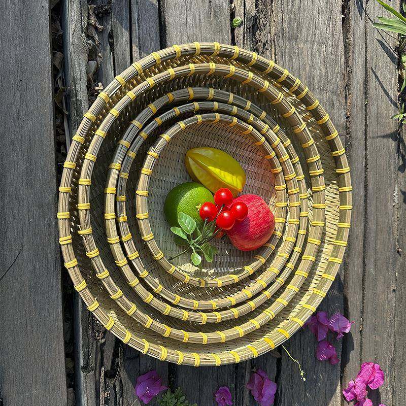 竹编簸箕馒头收纳筐竹制品水果篮家用洗菜沥水篮圆形淘米筐面包篮,淘宝优惠券,粉丝福利购,淘宝优惠卷