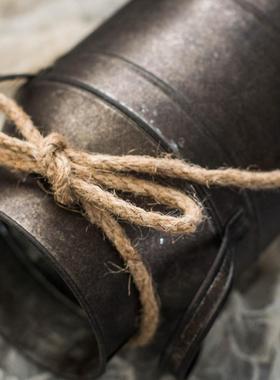 复古做旧铁皮桶花桶花器花盆花瓶装饰摆件摆设道具花园欧式奶壶桶