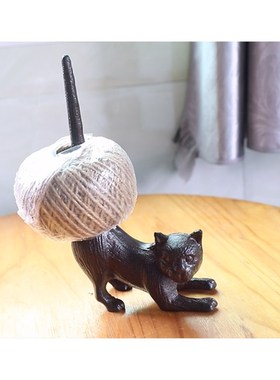 弘祥工艺北欧麻绳架猫咪小鸟缝纫机装饰复古杂货花园庭院客厅摆件