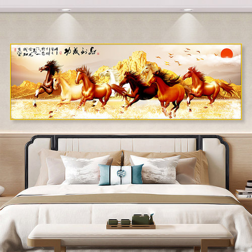 卧室床头背靠金山装饰画客厅挂画自粘中式沙发背景墙贴画壁画贴纸 - 图1