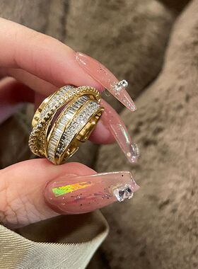 戒指电镀中古戒轻奢百搭真金拼接