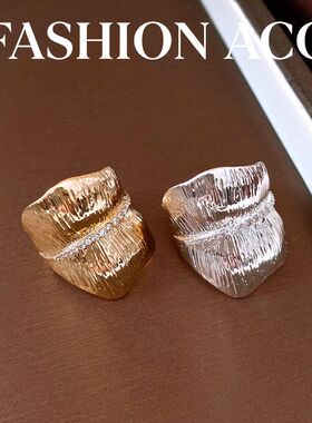 戒指小众纹路锆石复古圆形宫廷