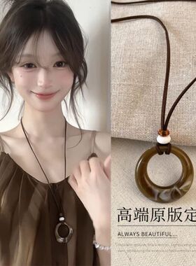 批发扁圆毛衣链复古项链民族风