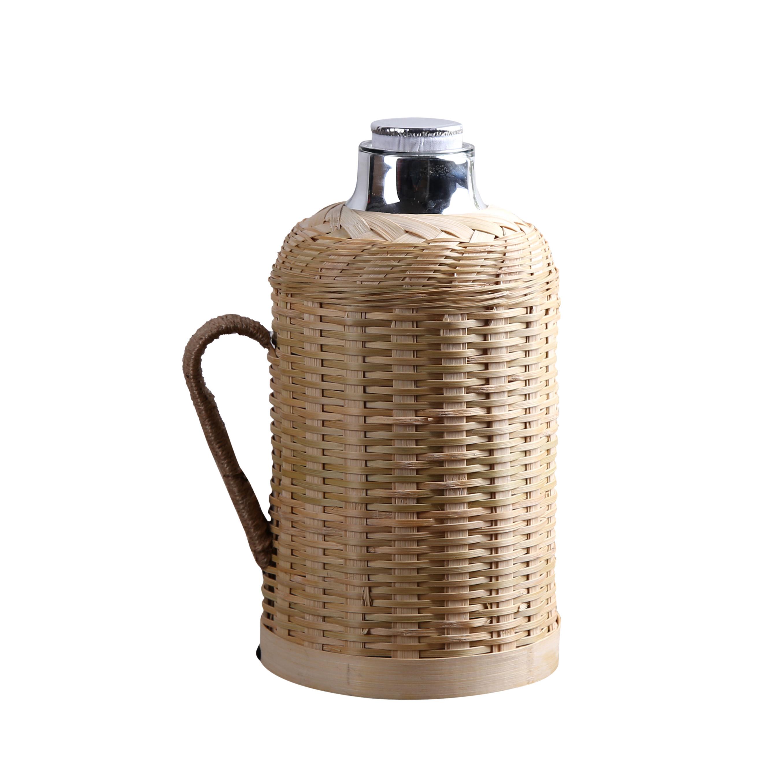 便携竹编热水瓶热水壶暖瓶开水瓶竹外壳怀旧茶室软木塞复古保温瓶 - 图3