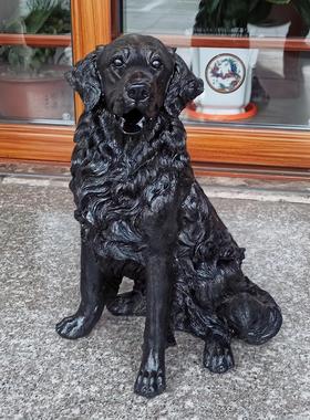 可爱家居看门狗树脂黑狗大号仿真狗摆件五黑犬模型客厅落地装饰品