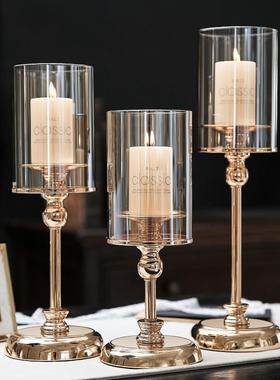 欧式家居装饰品餐桌软装摆件客厅酒店婚庆装饰蜡烛台轻奢金属烛台