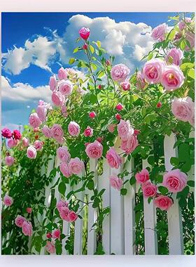 手工diy油画制品中国风植物花卉风景唯美装饰画挂画小众清新手绘