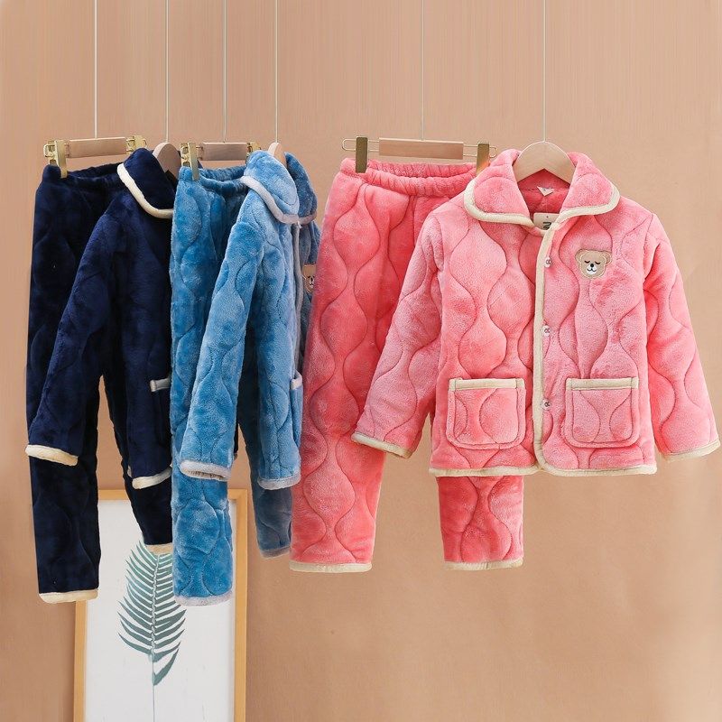 冬季儿童睡衣法兰绒三层加厚保暖男童女童中大童女宝宝夹棉家居服,淘宝优惠券,粉丝福利购,淘宝优惠卷