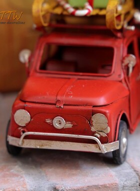 精致红色汽车复古手工模型圣诞节礼物装饰艺术摆件