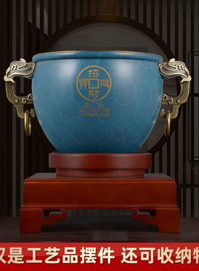 纯铜聚宝盆摆件招财家用客厅玄关博古架装饰品办公室桌面工艺礼品