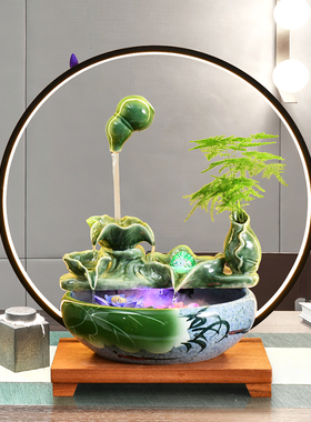 创意锦鲤流水喷泉悬空加湿器摆件客厅桌面鱼缸招财装饰品开业送礼