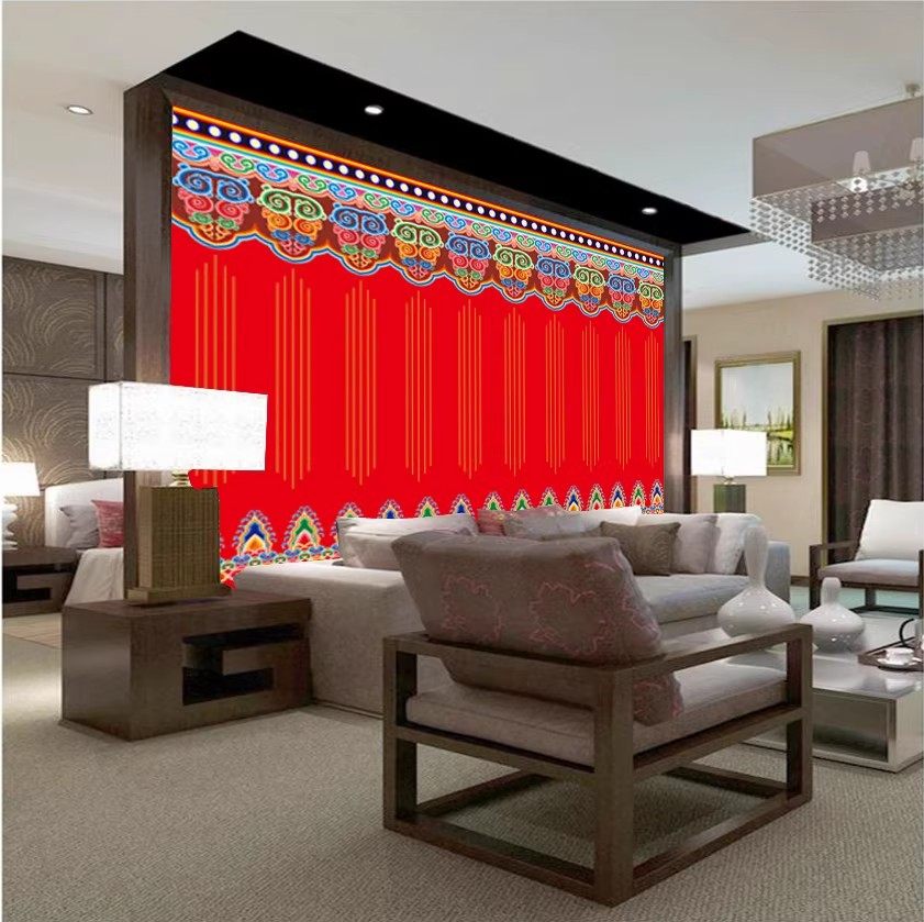 藏式墙纸西藏红寺庙壁纸少数民族红色壁布床头背景墙壁画背景墙纸,淘宝优惠券,粉丝福利购,淘宝优惠卷
